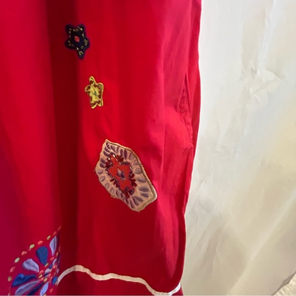 Vintage Bechamel Petites Red Embroidered Boho Starfish Dress PL - Picture 6 of 13